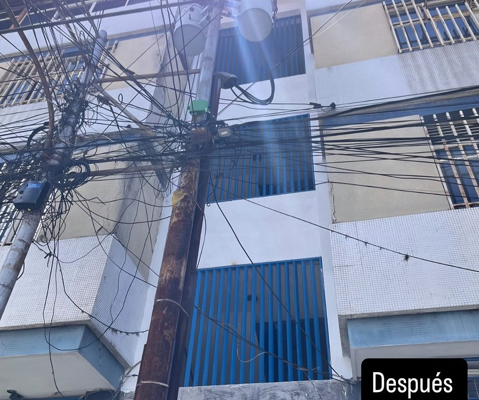Fachada del Edificio Eva después de los trabajos de recuperación.